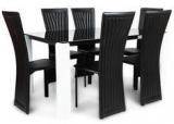 HomeTown Costa Six Seater Dining Set In Black And White Colour