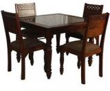 HomeTown Florence Solidwood Four Seater Dining Set In Dark Walnut Finish