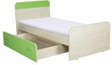 HomeTown Gia Single Bed With Drawer Storage In Golden Maple & Green Colour