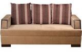 HomeTown Indus Three Seater Upholstered Sofa In Brown Colour