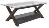 HomeTown Kate Glass Top Veneer Centre Table In Dark Brown Colour