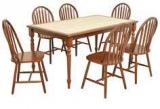 HomeTown Kiera Six Seater Dining Set In Cherry N Beige Colour