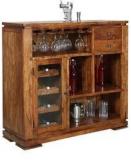 HomeTown Leopold Bar Cabinet In Walnut & Black Colour