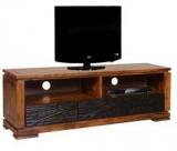 HomeTown Leopold Entertainment Unit In Walnut & Black Colour