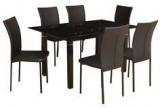 HomeTown Luis Six Seater Dining Set In Black Colour