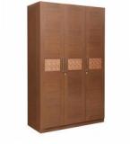 HomeTown Nebula Three Door Wardrobe In Coffee Brown Colour