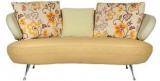 HomeTown Noble Leather & Fabric Two Seater Sofa In Yellow Colour