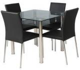 HomeTown Polo Metallic Four Seater Dining Set In Black Colour