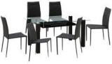 HomeTown Presto Six Seater Dining Set In Dark Brown Colour