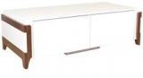 HomeTown Remy High Gloss Center Table In White N Walnut Colour