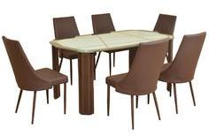 HomeTown Ronan Glass Top Six Seater Dining Set In Brown Colour