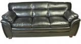 HomeTown Vega Leatherette 3 Seater Sofa In Black