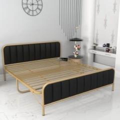 Honeytouch Queen Size Bed | Headboard with Cushion Upholstery Metal Queen Bed