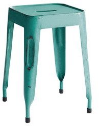 House Of Furniture Iron Stool In Blue Colour