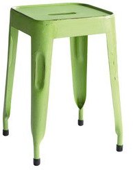 House Of Furniture Iron Stool In Light Olive Green Colour