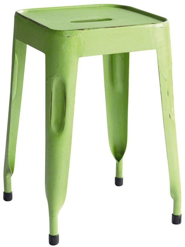 House of Furniture Iron Stool in Light Olive Green Colour