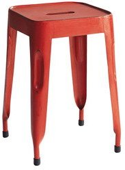 House Of Furniture Iron Stool In Red Colour