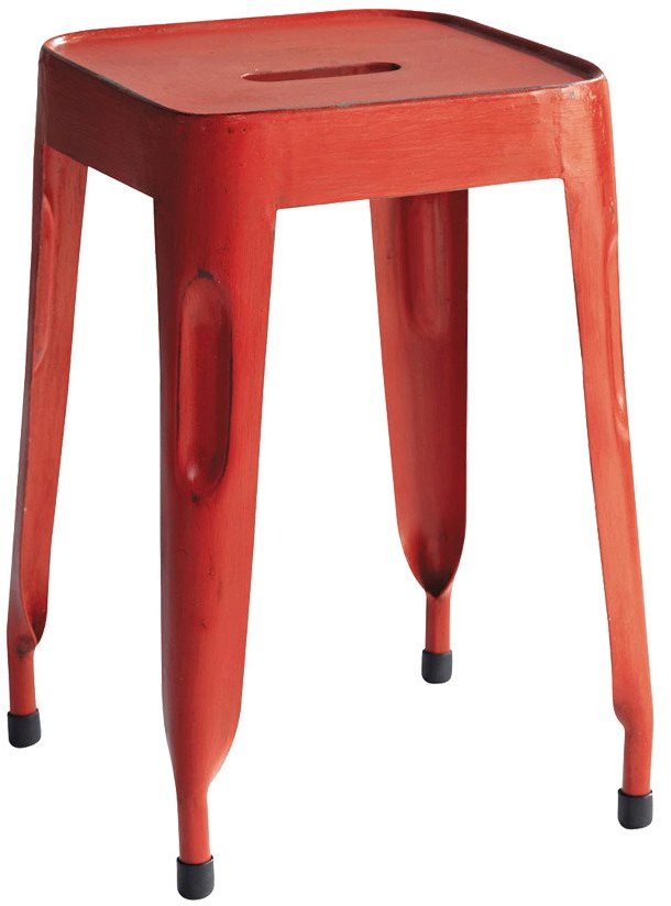 House of Furniture Iron Stool in Red Colour