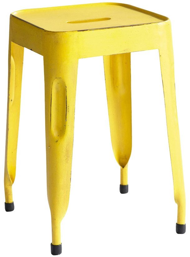 House of Furniture Iron Stool in Yellow Colour