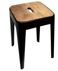 House Of Furniture Iron Stool With Wooden Seat