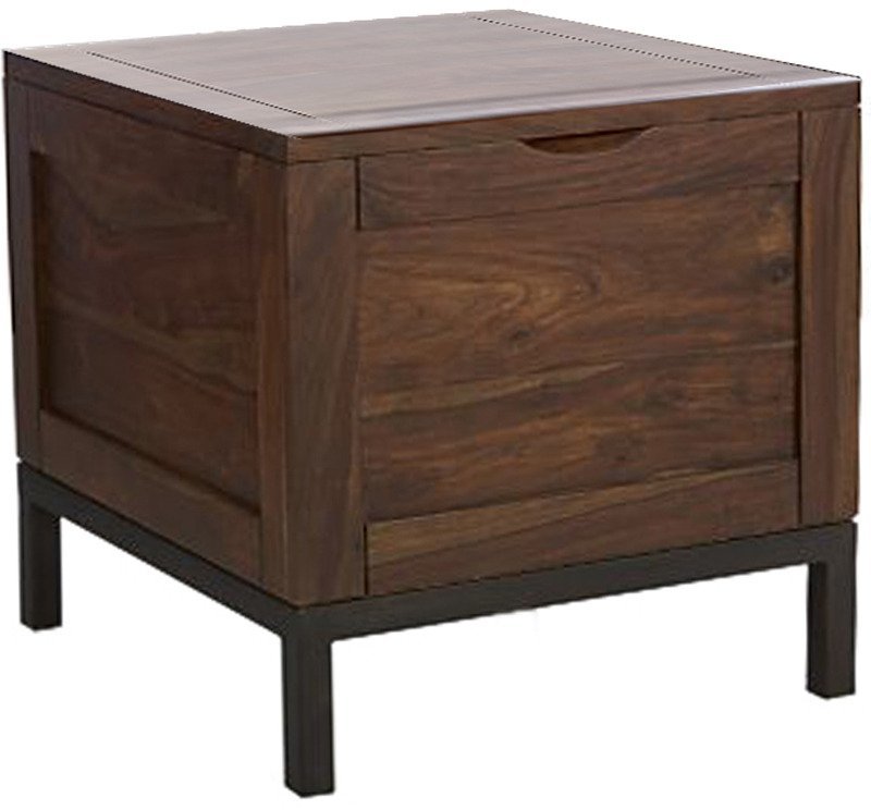 House Of Furniture Wooden Bedside Table/Trunk in Walnut finish