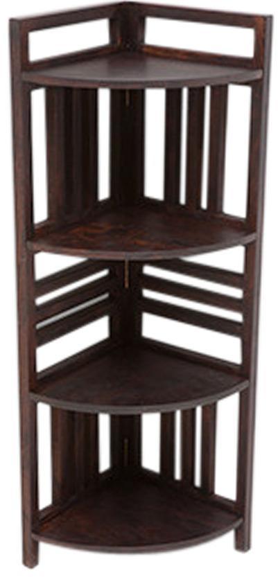 House of Furniture Wooden Four Shelf Cornor Display In Mahogany Finish