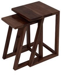 House Of Furniture Wooden Set Of Two Nesting Tables In Mahogany Finish