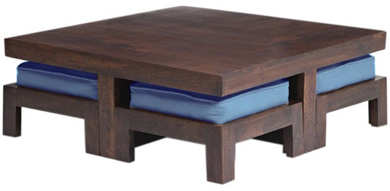 House Of Furniture Wooden Square Coffee Table Set