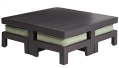 House Of Furniture Wooden Square Coffee Table With Four Stools In Purple Finish