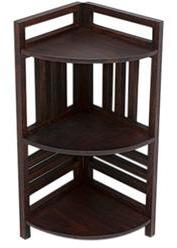 House Of Furniture Wooden Three Shelf Cornor Display In Mahogany Finish