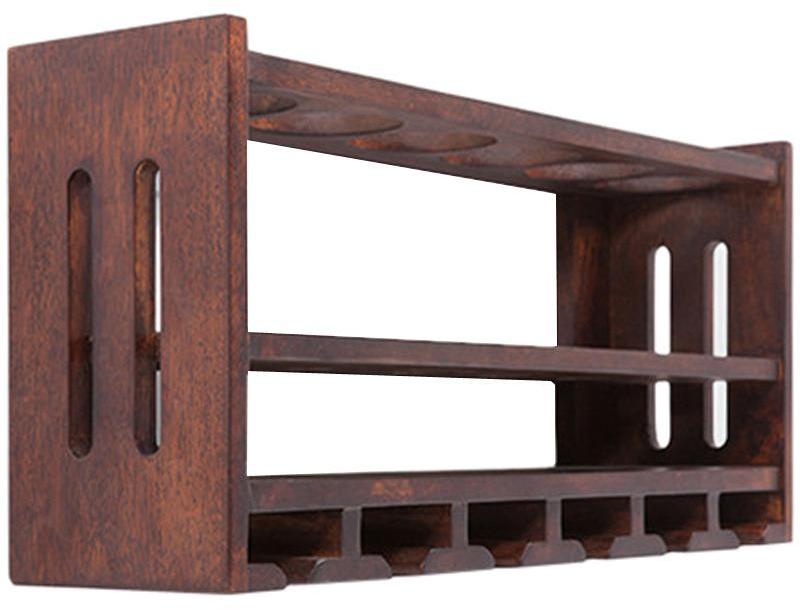 House of Furniture Wooden Wine Shelf In Walnut Finish