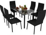 Housefull Bright Six Seater Dining Set In Black Colour