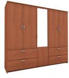 Housefull Jacob Five Door Wardrobe With Drawer & Mirror In Oak Finish