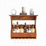 Houseright Furniture Sheesham Wood Mini Bar Cabinet | Wall Hanging Bar Cabinet, Solid Wood Bar Cabinet