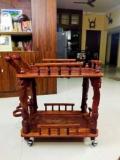 India Wood Mart Bar Table Serving Trolley For Home &Kitchen With Wine Rack Food Service Trolley Engineered Wood Bar Trolley