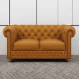 India Wood Mart Half Leather 2 Seater Sofa