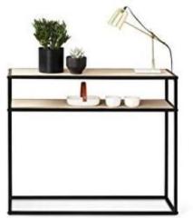 Indian Decor 45993 MDF 2 Tier Metal and Wood Console Vintage Wall Slim Hallway Table Metal Side Table