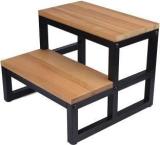 Indian Decor RW28969 Classic Solid Wood Step Stool With Metal Frame For Adult & Kid Load Metal Side Table