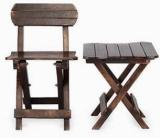 Indian Wood Arts Wooden folding Stool Chair set | Chair Stool Set| Wooden Table Chair Set| Convertible Folding Stool table Chair Set| Wooden Art Store Handmade multipurpose compact Portable Antique Burn Look Table set Solid wood Desk Chair