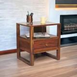 Indikasa Taylor Bedside Table | Solid Sheesham wood | Walnut Finish Solid Wood Bedside Table