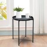 Interior Handicraft End Table Folding Metal Side Table Waterproof Small Coffee Table Sofa Side Table With Removable Tray For Living Room Bedroom Balcony And Office Metal End Table