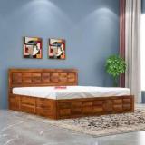 Jeenwood Solid Sheesham Wood king Size Bed For Bed Room /Guest Room /Hotel Solid Wood King Box Bed