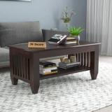 Jhdecor JH DECORE solid sheehsam wood coffee/tea table for living room in Walnut Finish Solid Wood Coffee Table