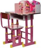 Kajal Toys Barbie Kids Adjustable Height Wooden Study Table And Chair For Kids Engineered Wood Desk Chair