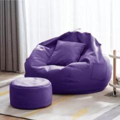 Kam's Lieu XXXL Bean Bag with Footrest and Cushion Ready To Use Faux Leather Teardrop Bean Bag With Bean Filling