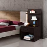 Kawachi 2 Storage Shelf with Drawer Sofa Side End Table with Open Cabinet Nightstand Engineered Wood Bedside Table