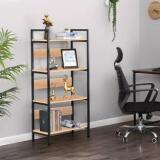 Kawachi 4 Tier Bookshelf Wooden Open Shelf Bookcase Standing Unit Shelves Display Rack Metal Open Book Shelf