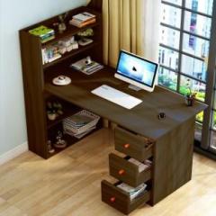 Kawachi Computer Laptop Desk Study Table with 4 Shelves Storage With 3 Drawers Engineered Wood Office Table