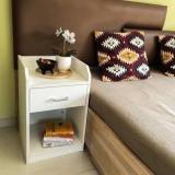 Kawachi Sofa Side End Bedside Table With Single Drawer Nightstand Storage Shelf Engineered Wood Bedside Table