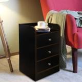 Kawachi Sofa Side Tables Cabinet With 3 Drawers For Home, Bedroom, Living Room Engineered Wood Bedside Table